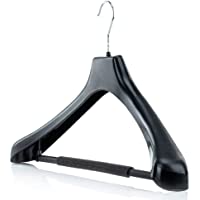 Hangerworld 5 Perchas 50cm Tamaño XL Hombreras Anchas y Barra Pantalón Plástico Negro Chaquetas Abrigos